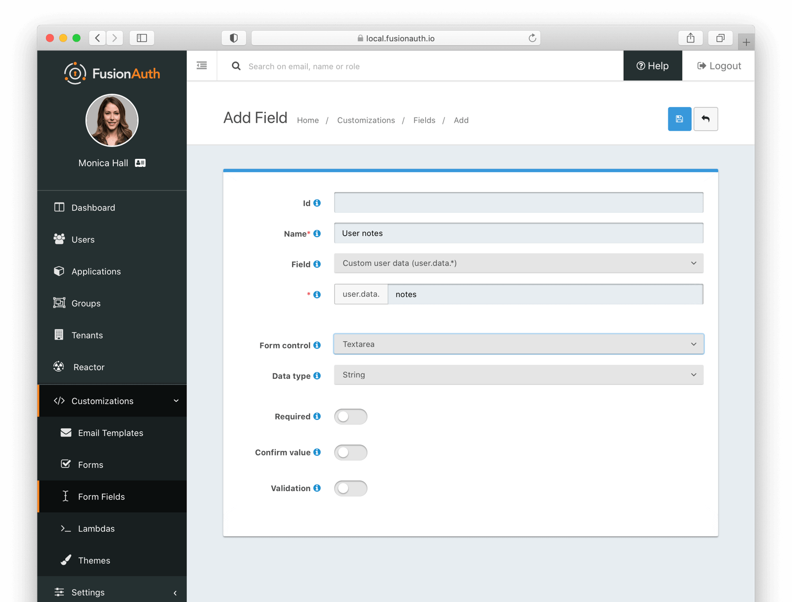 Adding a custom form field.