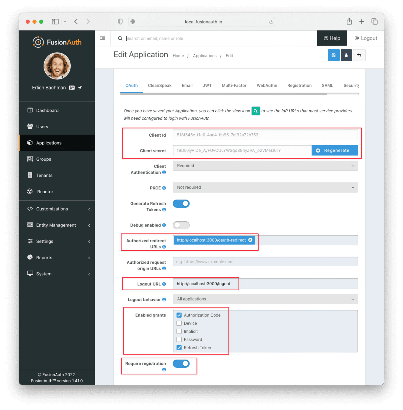 Application settings.