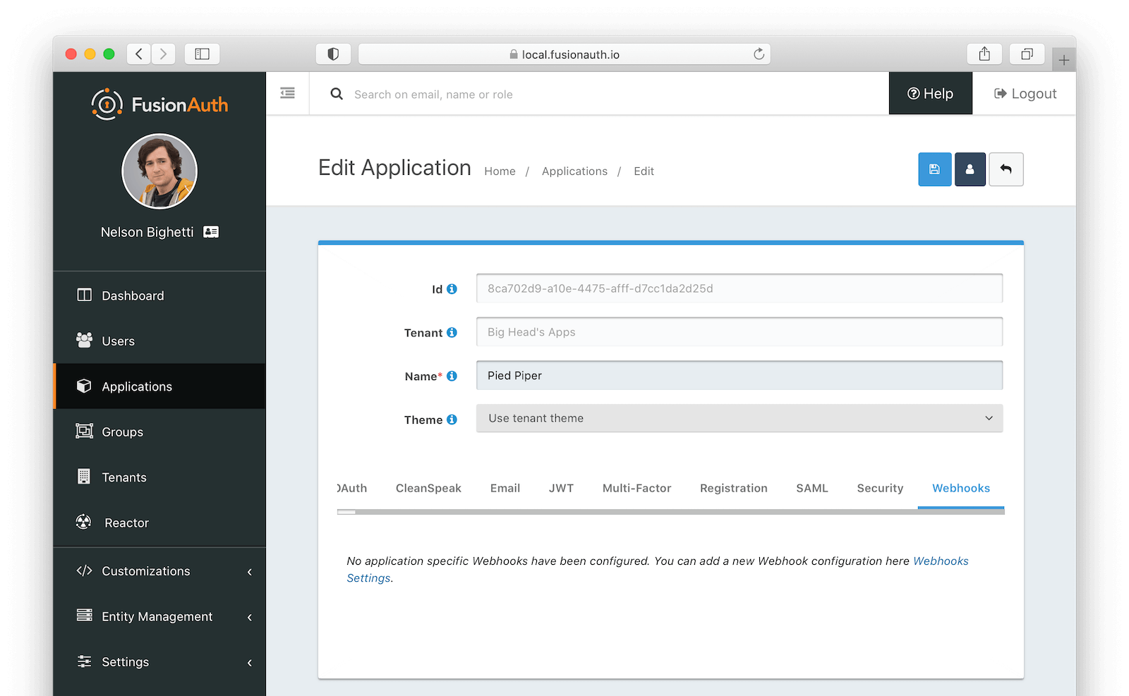 No Application Webhooks