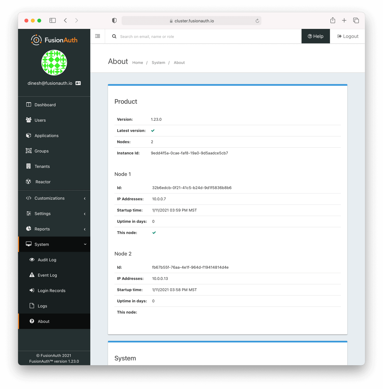 The about page with multiple nodes