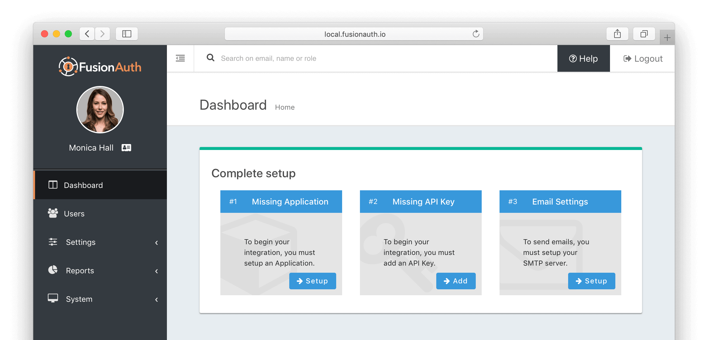 FusionAuth Dashboard