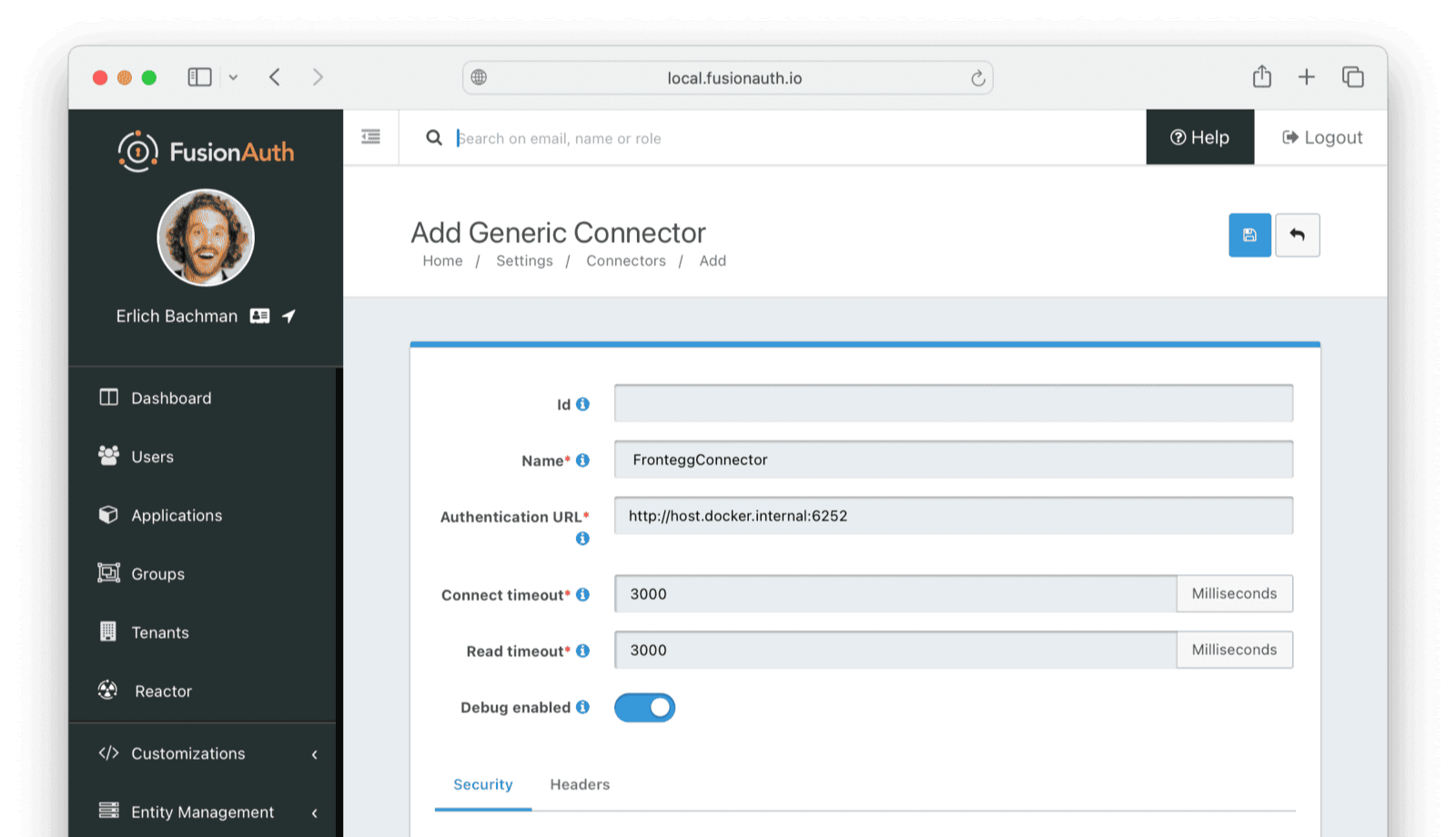 Connector details in FusionAuth