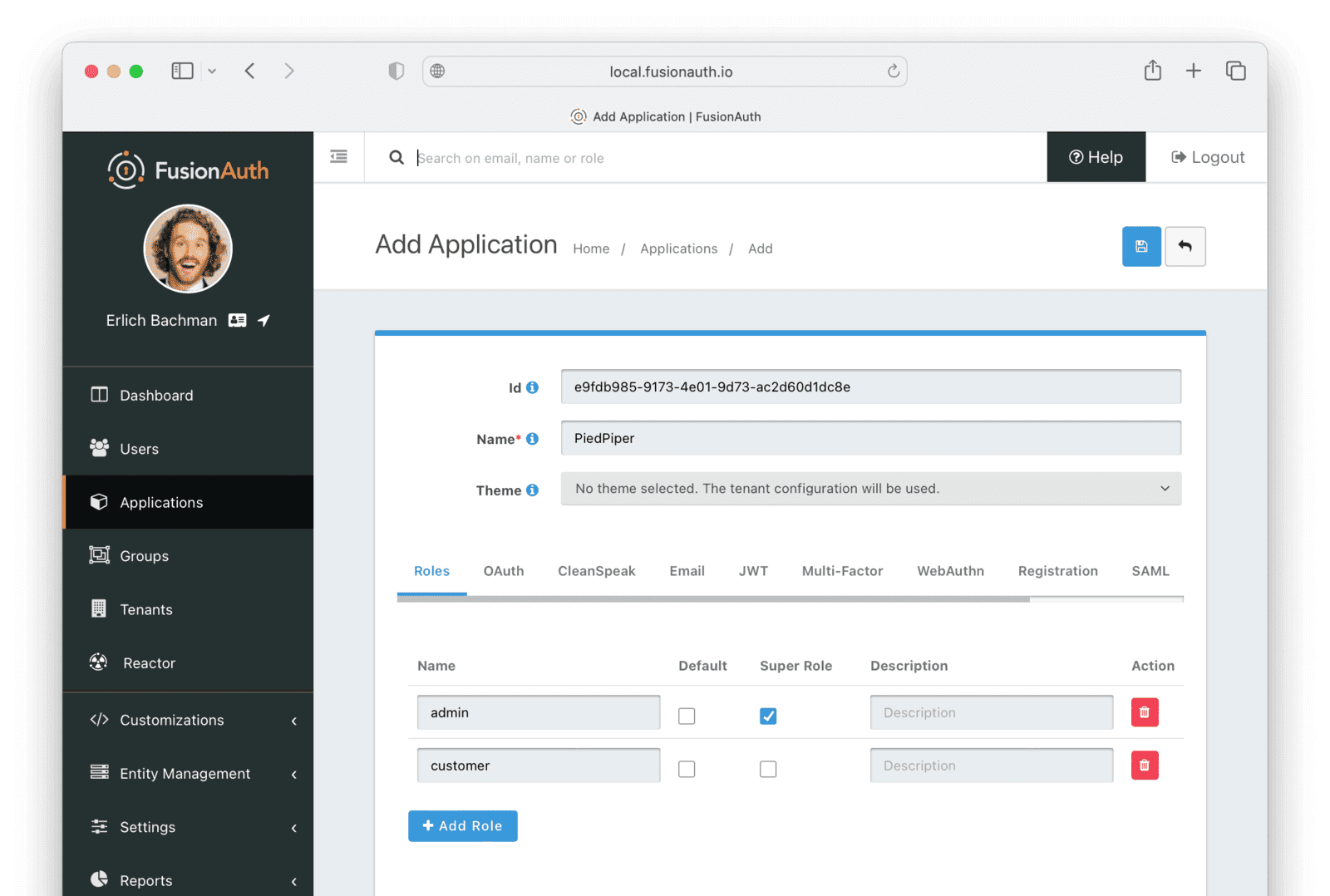 Creating an Application in FusionAuth