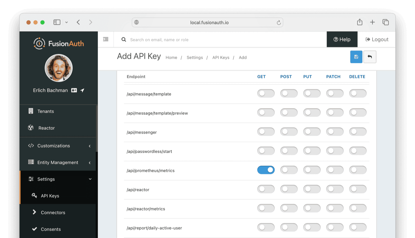 Enable API Key prometheus endpoint FusionAuth