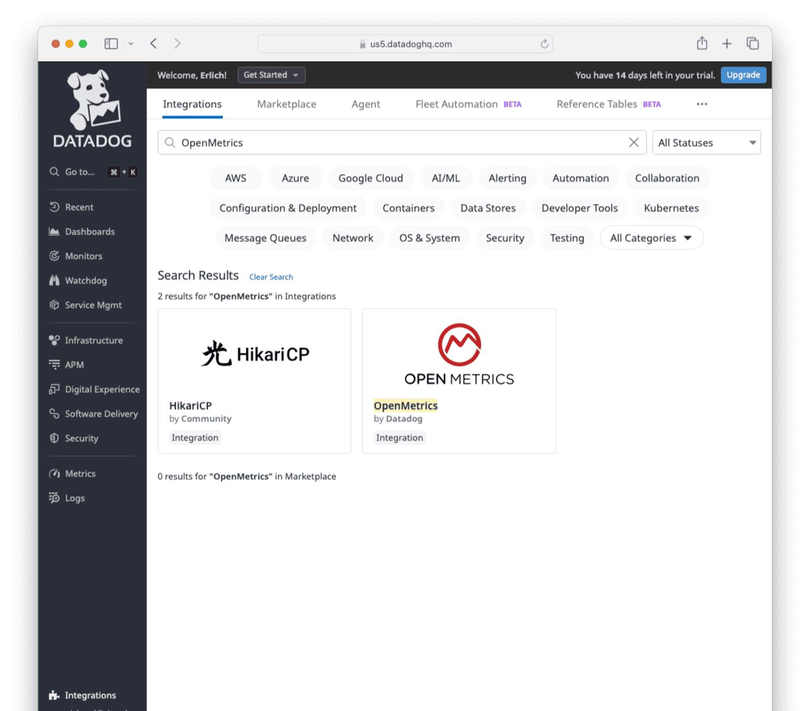 Datadog OpenMetrics integration