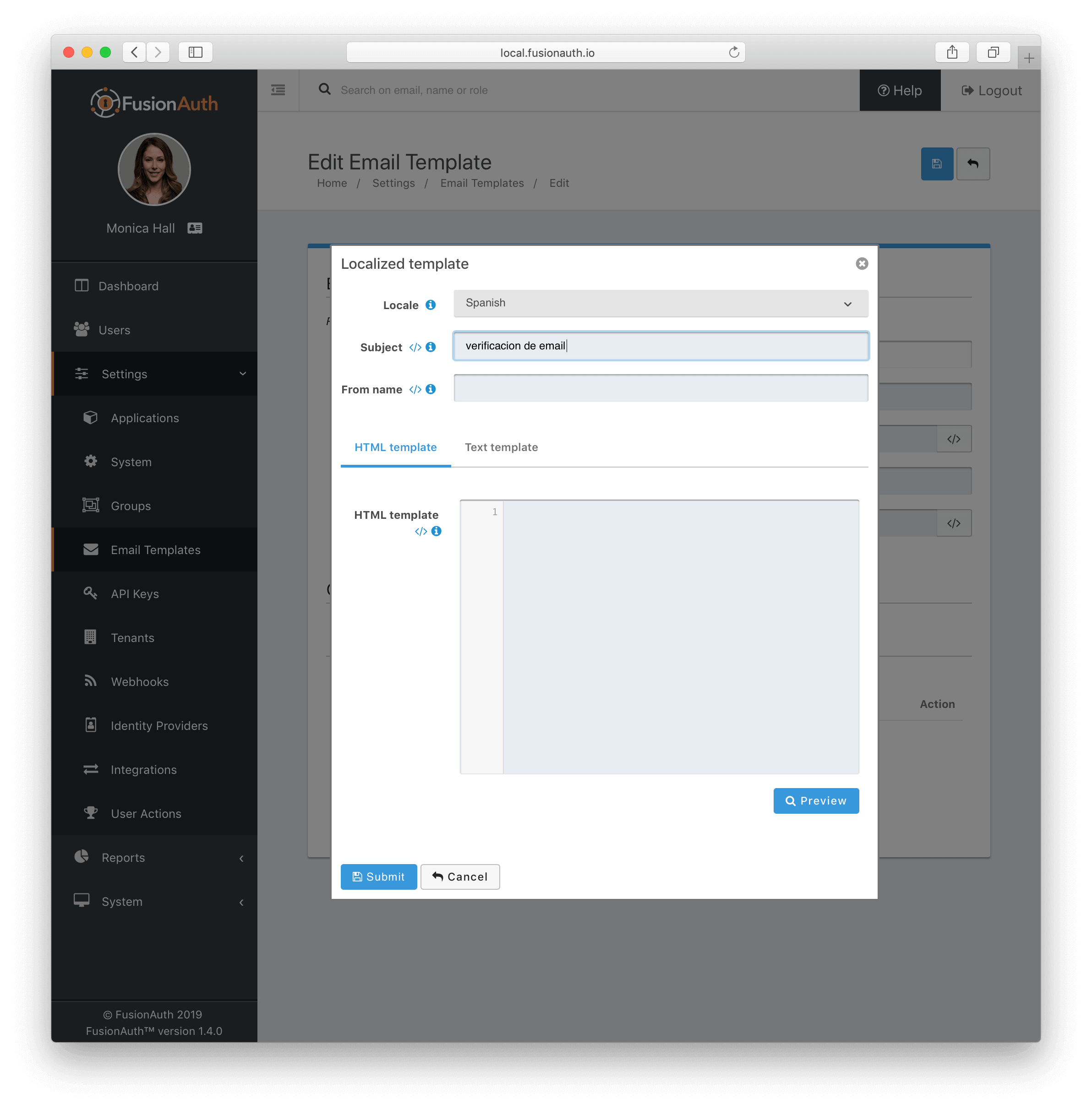 Email Templates in FusionAuth Localization.