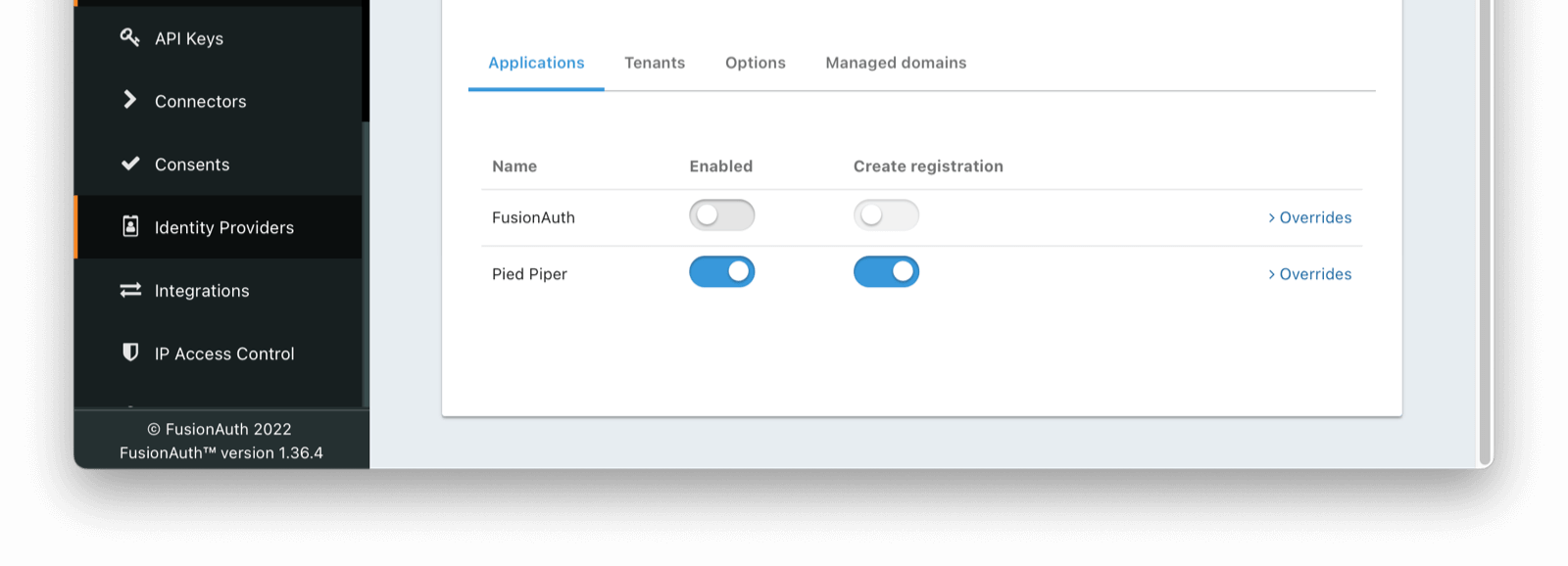 Enable IdP On Application