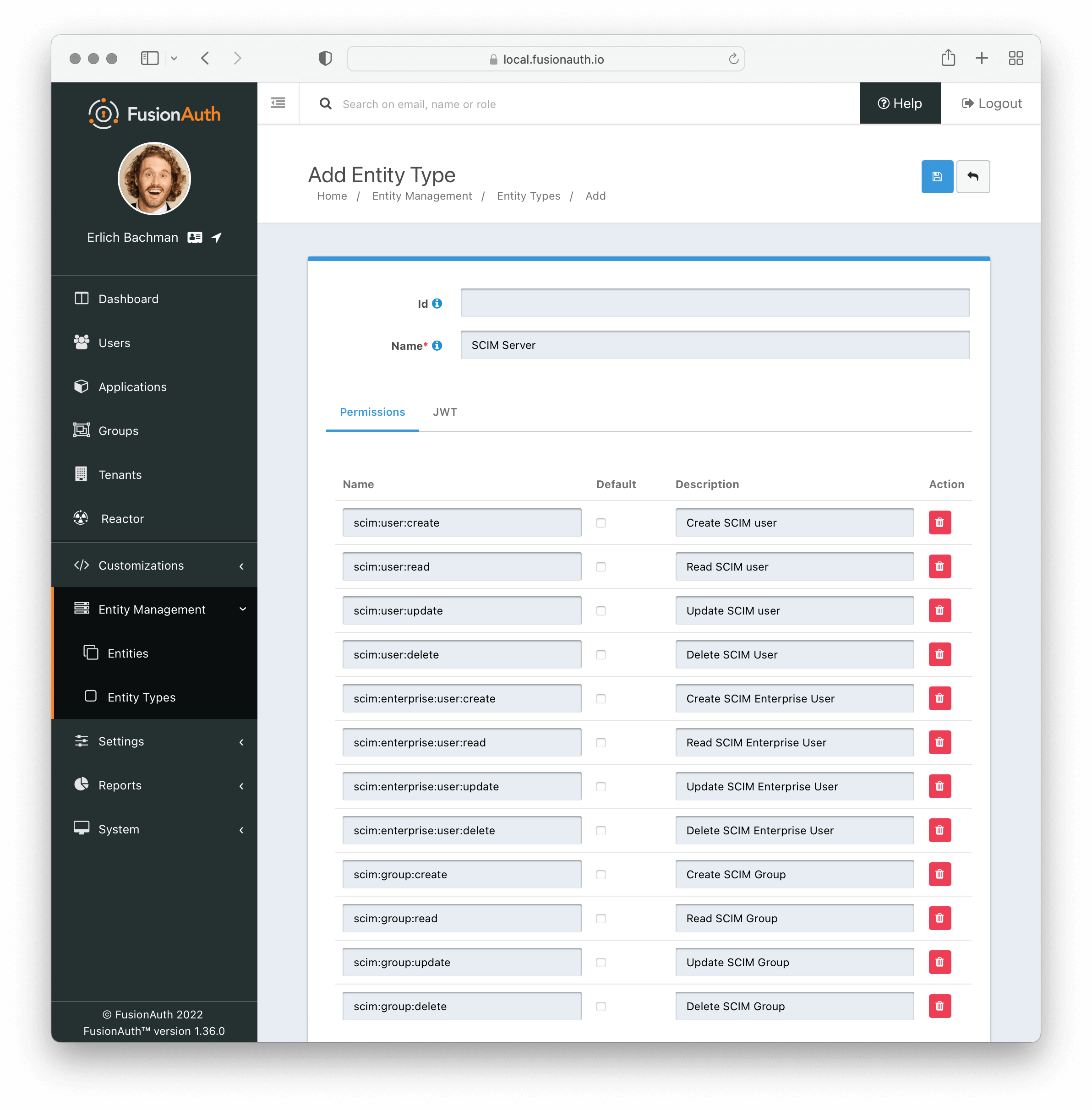 Home Screen SCIM Entity Types