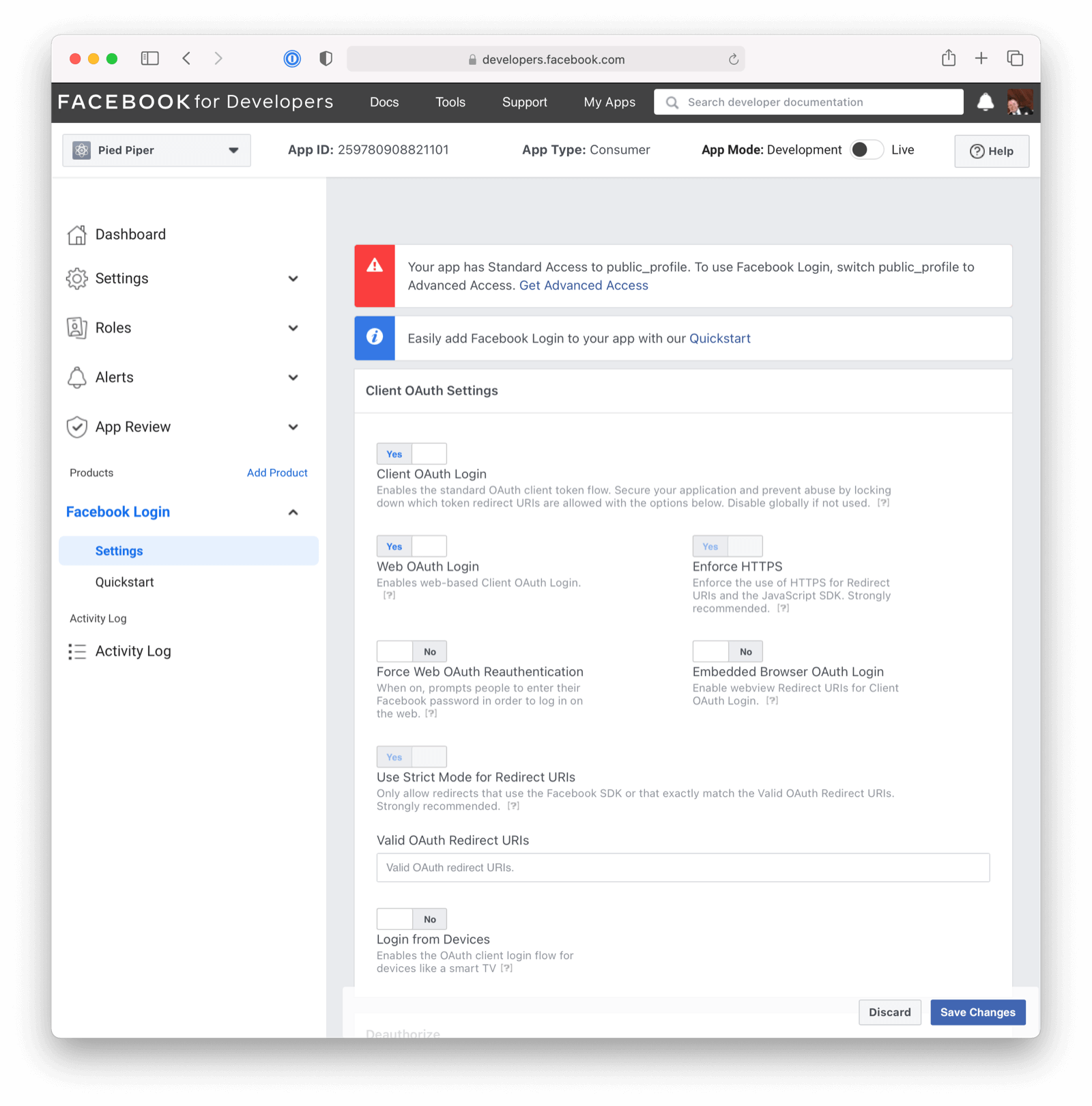 Configure Facebook Login