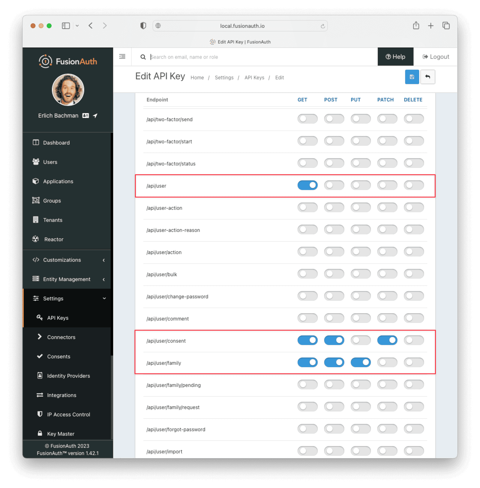 Limiting the scope of the created API key.