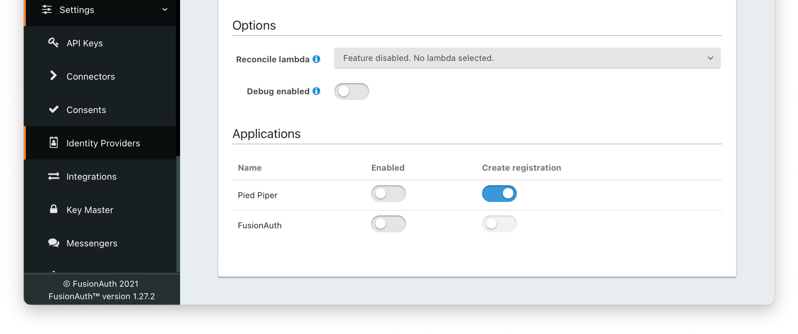 Add SAML v2 Options section