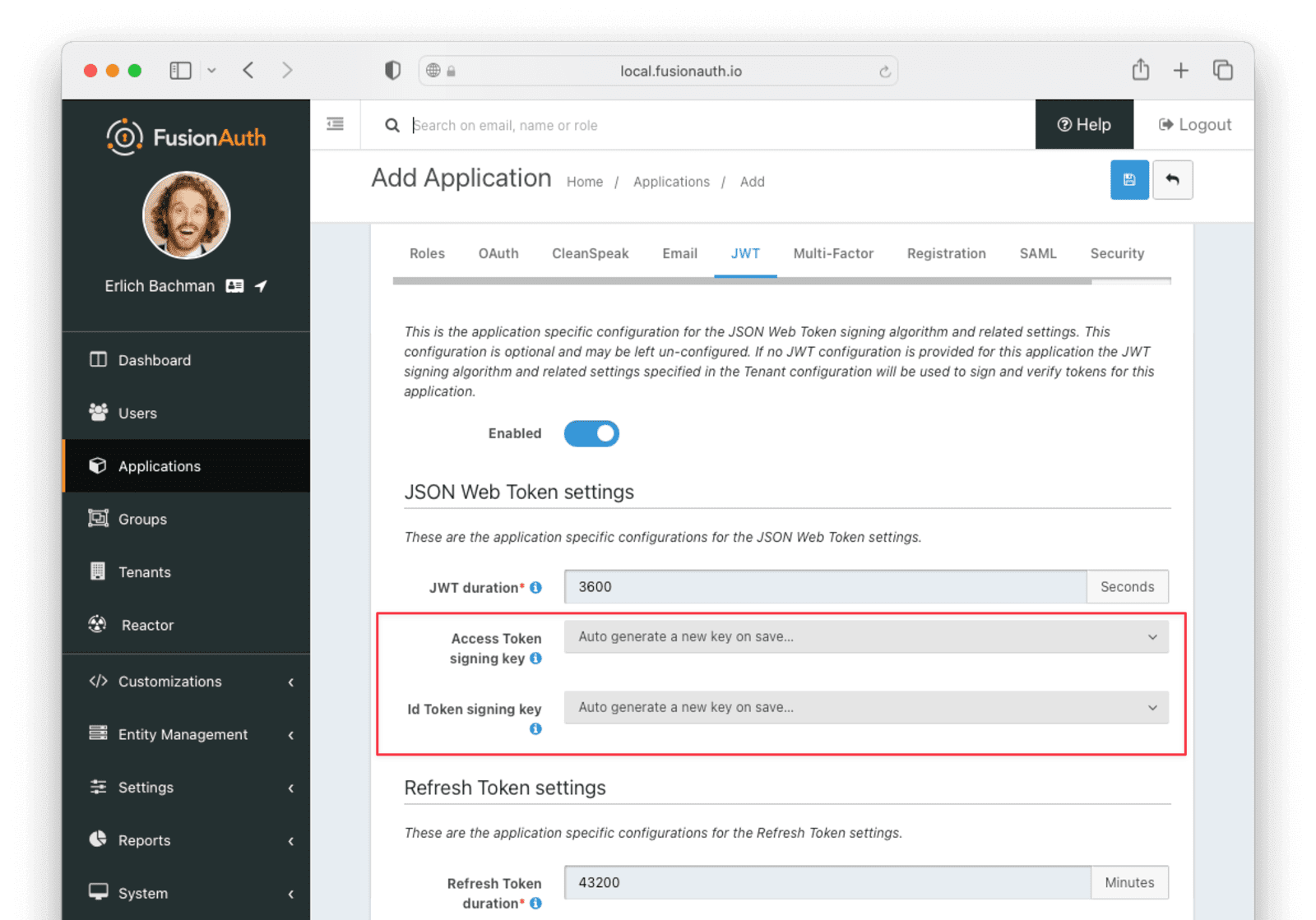 The JWT configuration