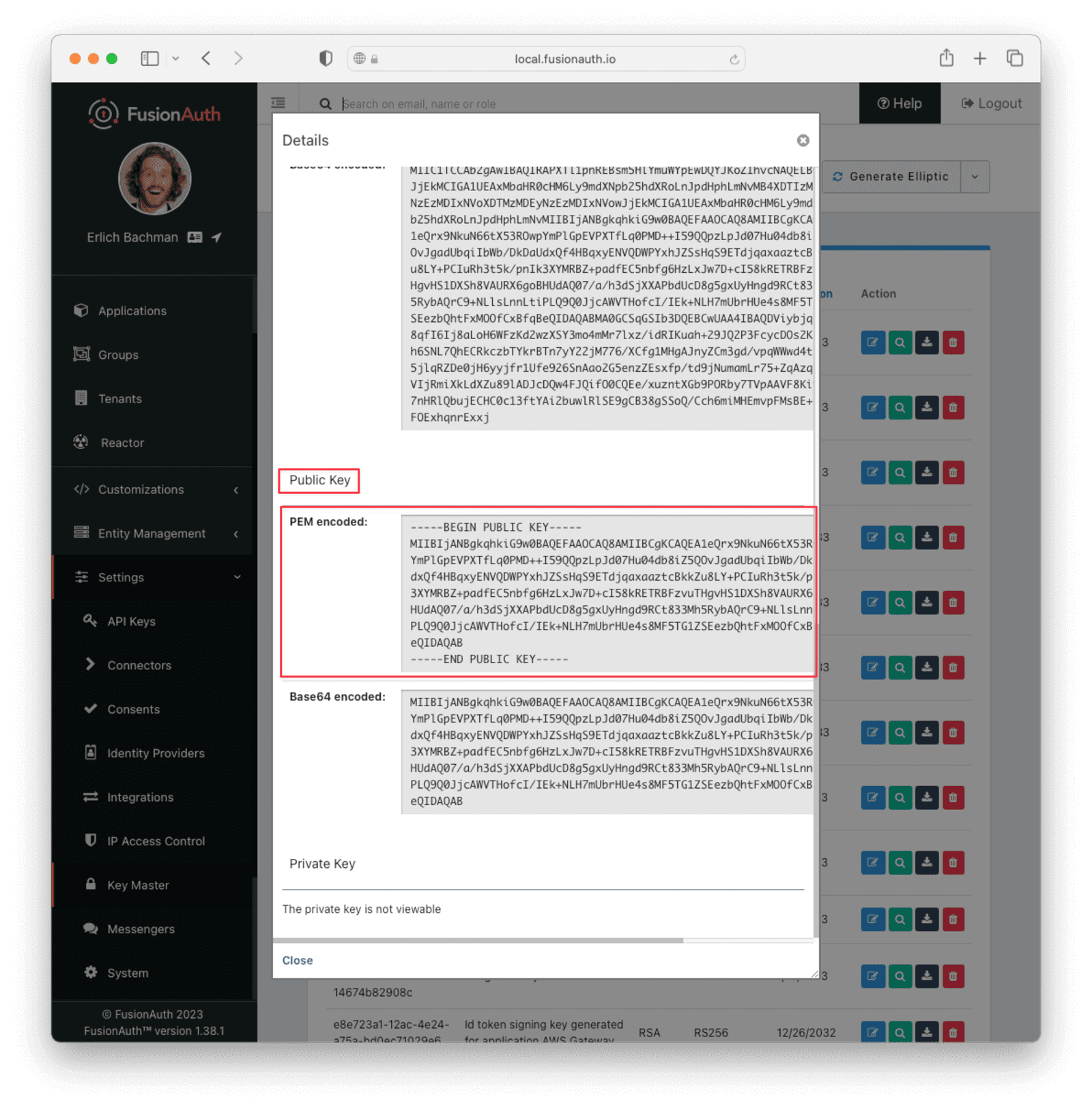 FusionAuth Public Key for Access Token