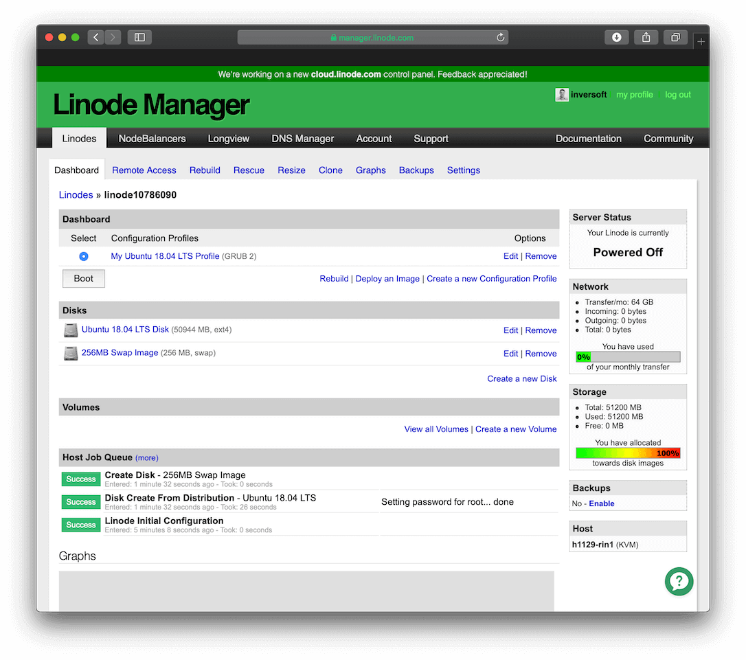 Linode setup boot server