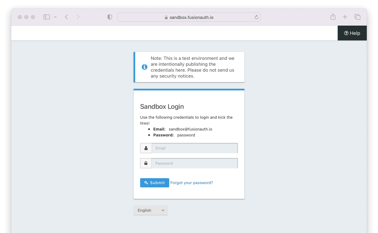 Sandbox Login