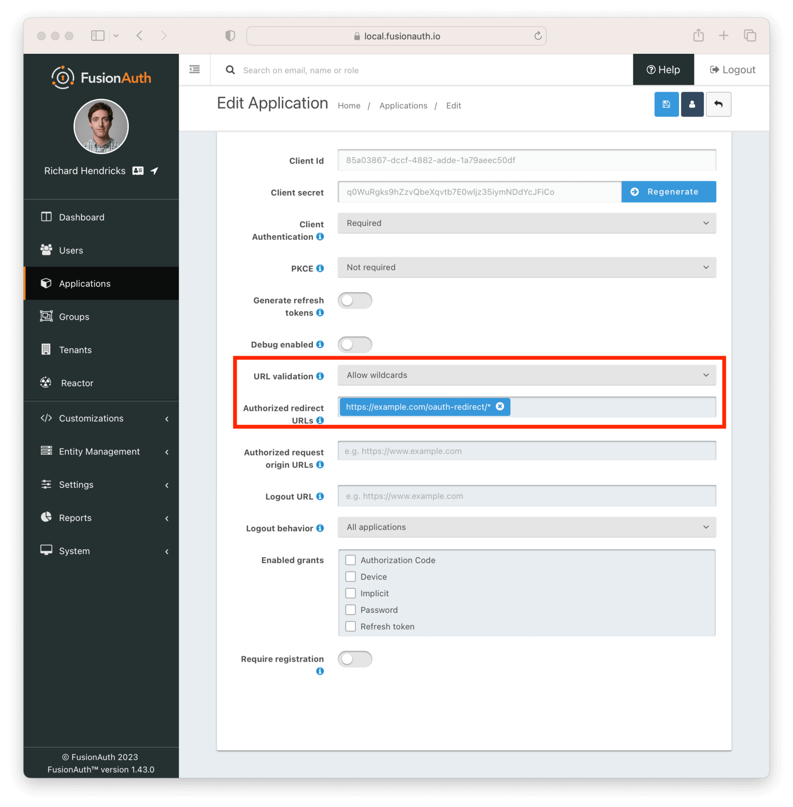 Configuring an application to allow for wildcards in the redirect URLs.