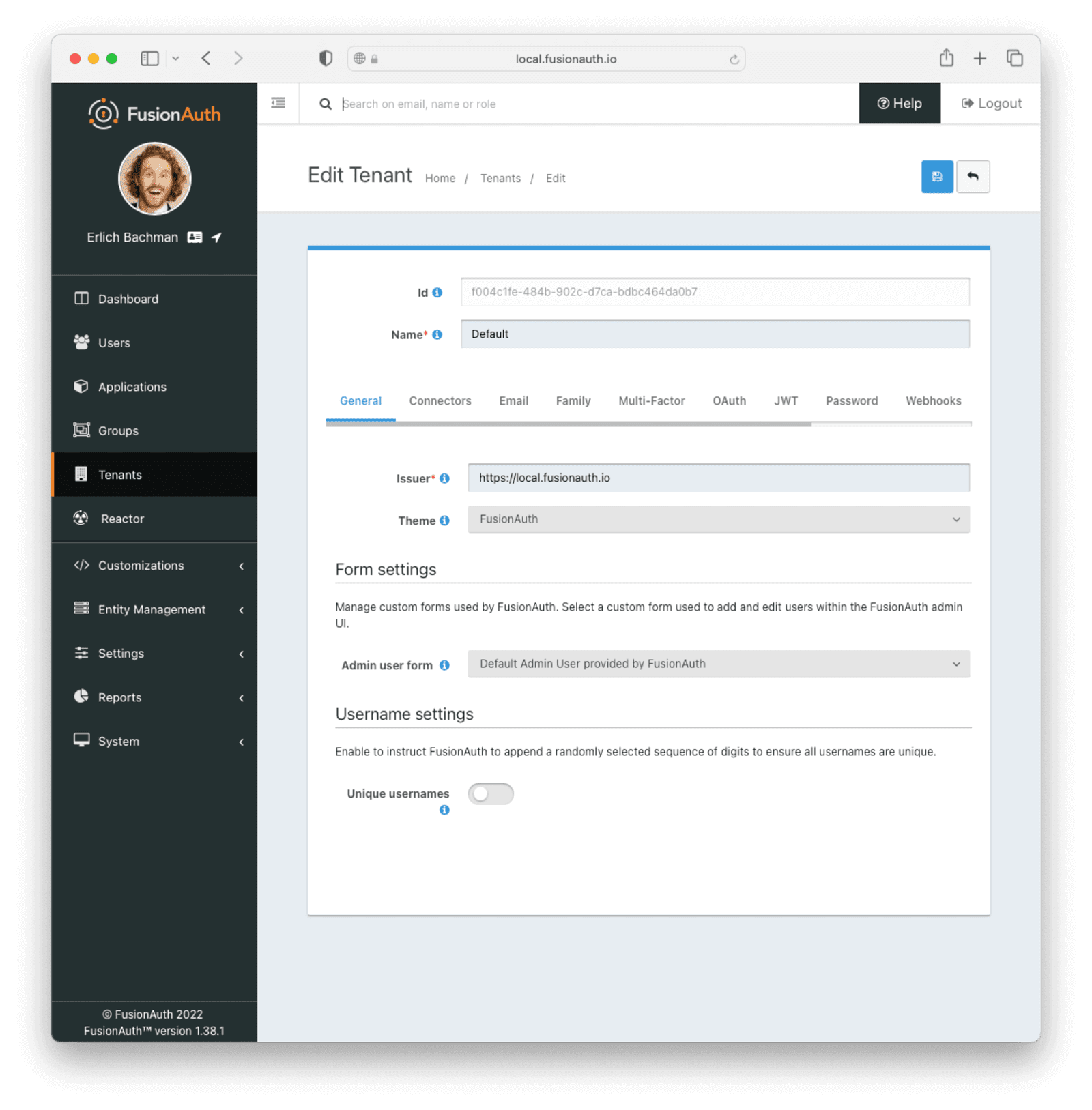 Completed configuration for an issuer URL for a tenant in FusionAuth