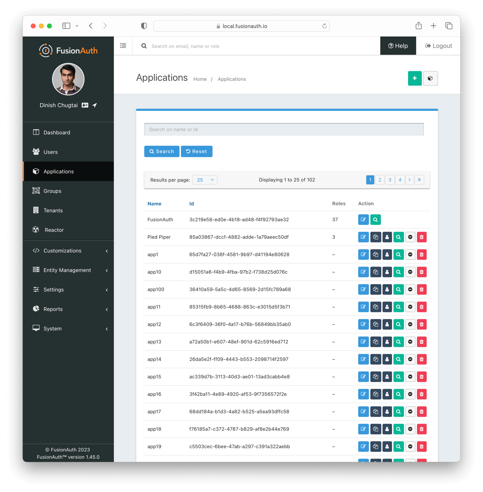 Pagination in the application admin UI.