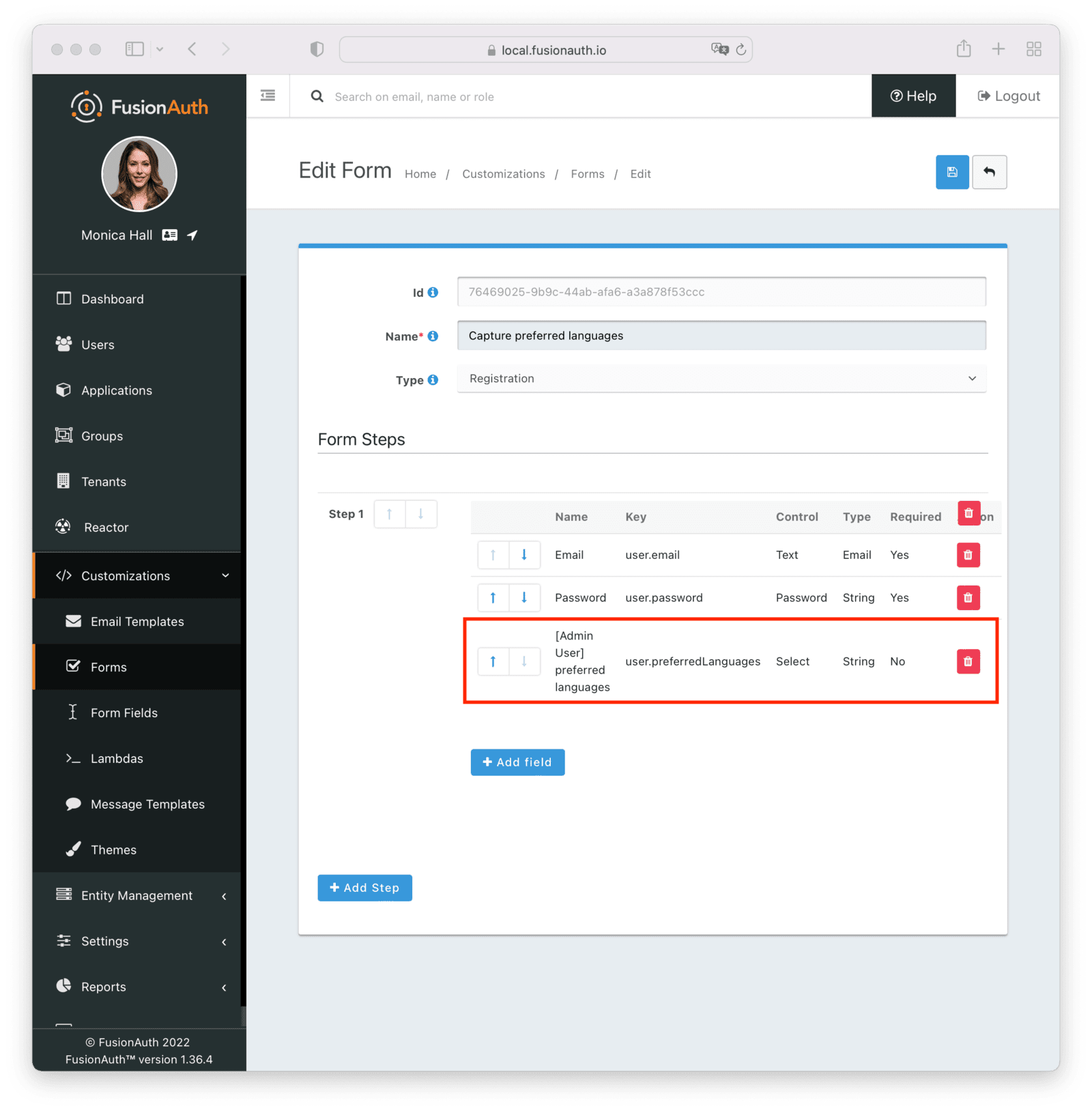 Add locale choice to registration form.