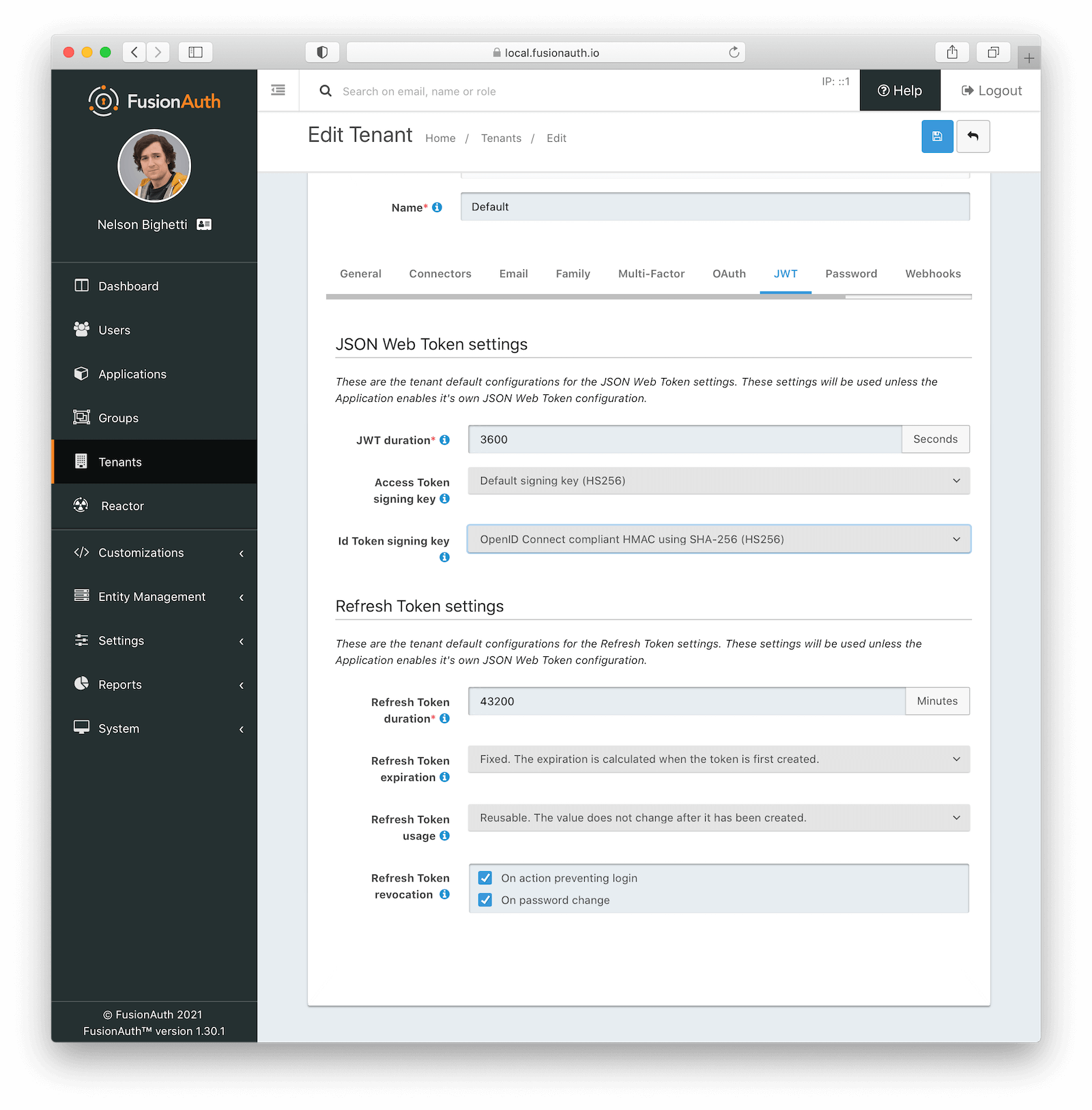 Tenant Configuration - JWT