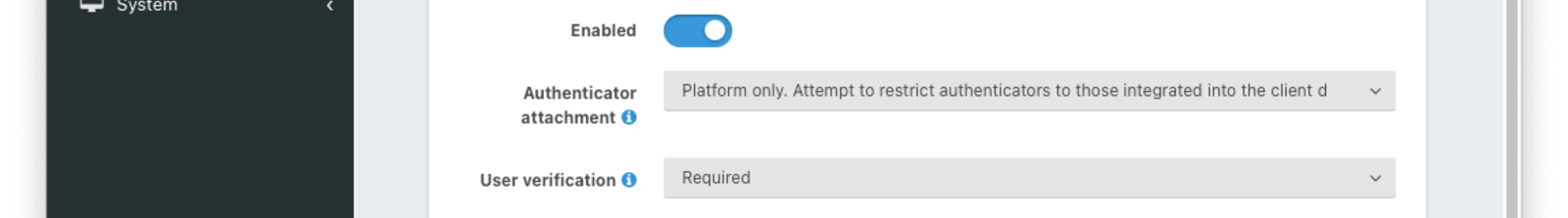 Tenant Configuration - WebAuthn workflow settings