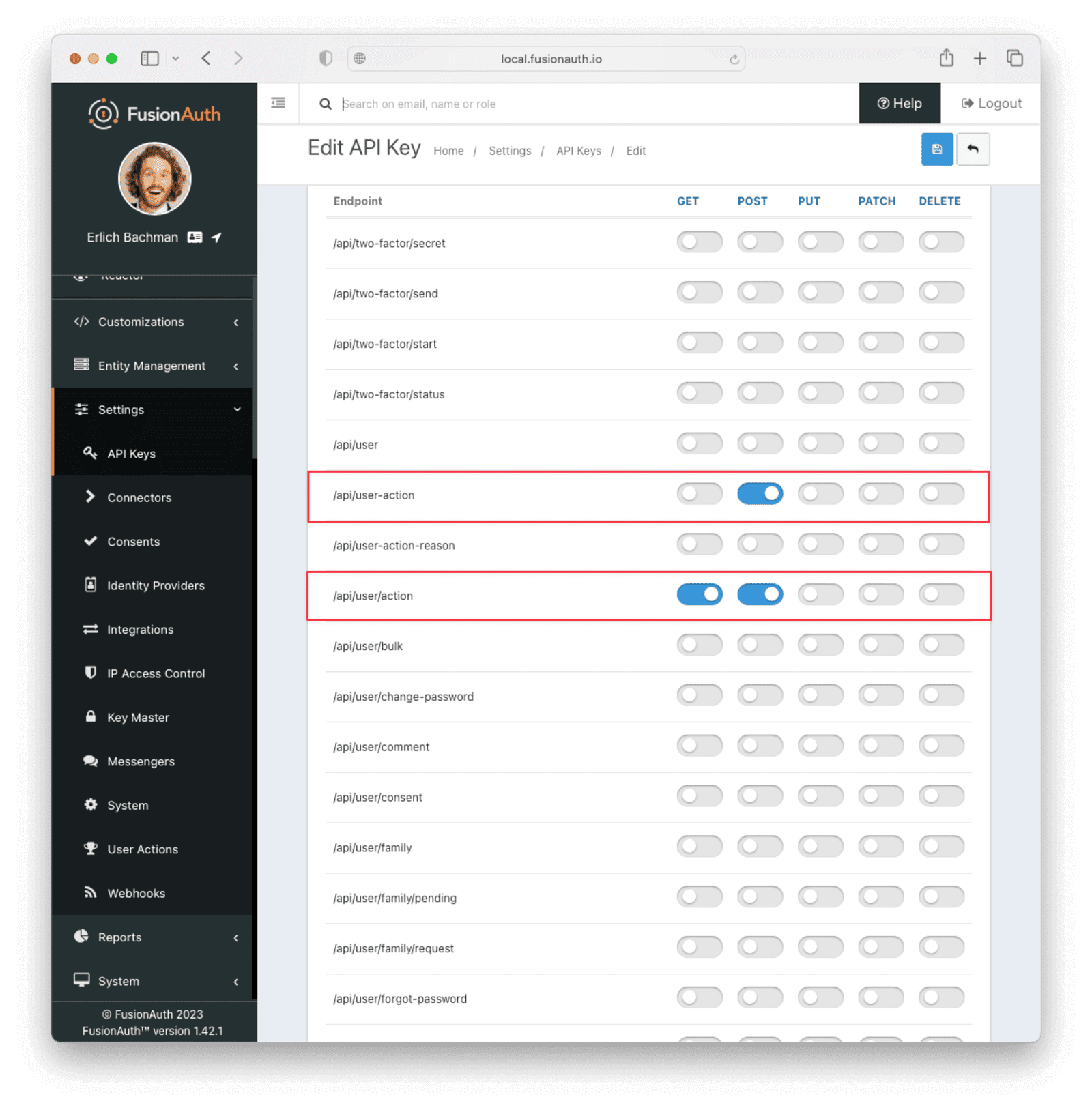 Create a new API Key, with limited privileges.